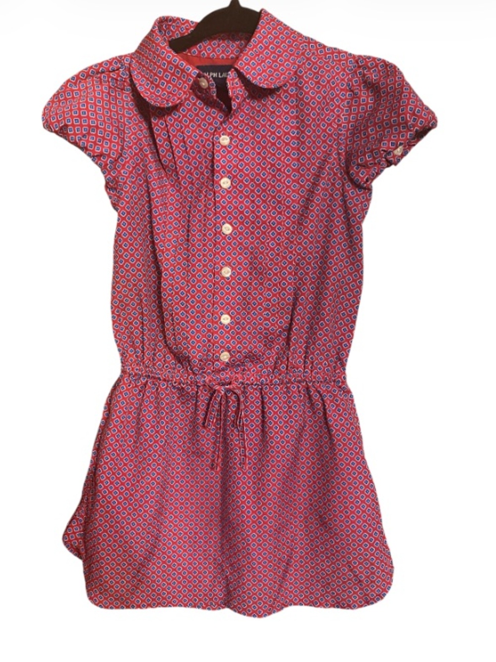 Ralph Lauren Pink Geometric Button-Front Shirt Dress Lined Size 2T